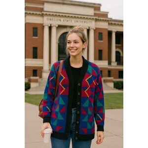 VTG Unique 80's/90's Nordstrom 100%  Wool Cardigan Knit Sweater, Women's Medium